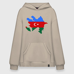 Толстовка-худи оверсайз Azerbaijan map, цвет: миндальный