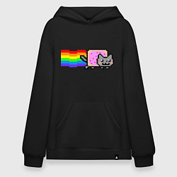 Толстовка-худи оверсайз Nyan Cat, цвет: черный