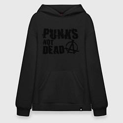 Толстовка-худи оверсайз Punks not dead, цвет: черный