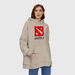 Толстовка-худи оверсайз Dota 2: Logo, цвет: миндальный — фото 2