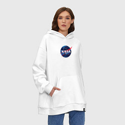 Толстовка-худи оверсайз NASA: Cosmic Logo, цвет: белый — фото 2