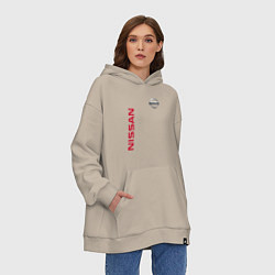 Толстовка-худи оверсайз Nissan Style, цвет: миндальный — фото 2