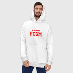 Толстовка-худи оверсайз FCSM Club, цвет: белый — фото 2