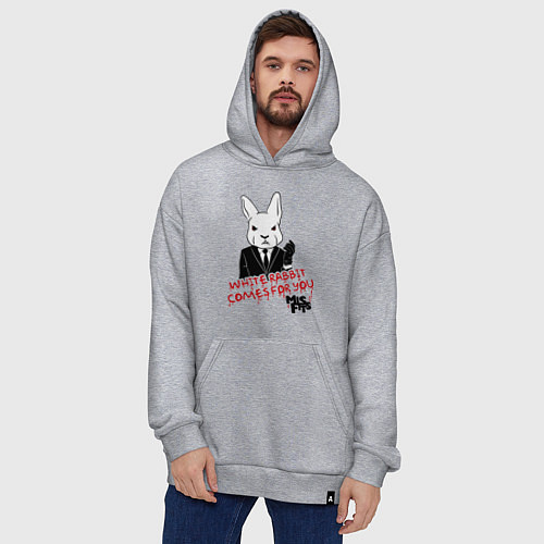 Худи оверсайз Misfits: White rabbit / Меланж – фото 4