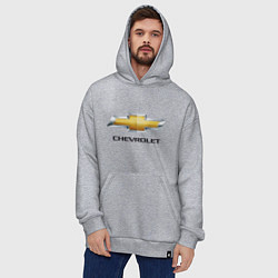 Толстовка-худи оверсайз Chevrolet логотип, цвет: меланж — фото 2
