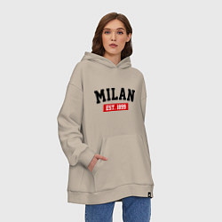 Толстовка-худи оверсайз FC Milan Est. 1899, цвет: миндальный — фото 2