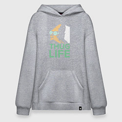 Толстовка-худи оверсайз Zoidberg: Thug Life, цвет: меланж