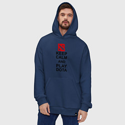 Толстовка-худи оверсайз Keep Calm & Play Dota, цвет: тёмно-синий — фото 2