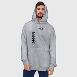 Толстовка-худи оверсайз MASS EFFECT N7, цвет: меланж — фото 2