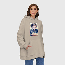 Толстовка-худи оверсайз Keep Calm & Love Harry Styles, цвет: миндальный — фото 2