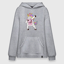 Толстовка-худи оверсайз Dabbing Unicorn, цвет: меланж