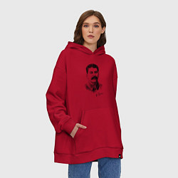 Толстовка-худи оверсайз Товарищ Сталин, цвет: красный — фото 2
