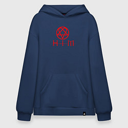 Толстовка-худи оверсайз HIM LOGO RED, цвет: тёмно-синий