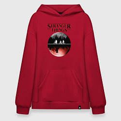 Толстовка-худи оверсайз Очень странные дела, цвет: красный