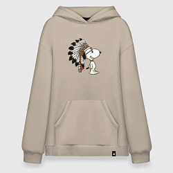 Толстовка-худи оверсайз Snoopy, цвет: миндальный
