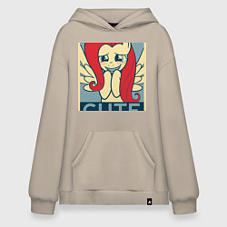 Толстовка-худи оверсайз Fluttershy cute, цвет: миндальный