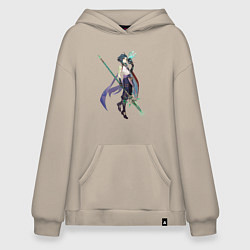 Толстовка-худи оверсайз Сяо Genshin Impact, цвет: миндальный