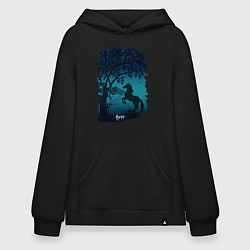 Толстовка-худи оверсайз Конь, цвет: черный