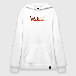 Толстовка-худи оверсайз Valheim огненный лого, цвет: белый