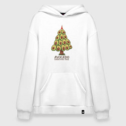 Толстовка-худи оверсайз Avocado Christmas Tree, цвет: белый