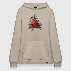 Толстовка-худи оверсайз Flower tattoo, цвет: миндальный