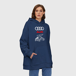 Толстовка-худи оверсайз AUDI TT АУДИ ТТ СПОРТ, цвет: тёмно-синий — фото 2