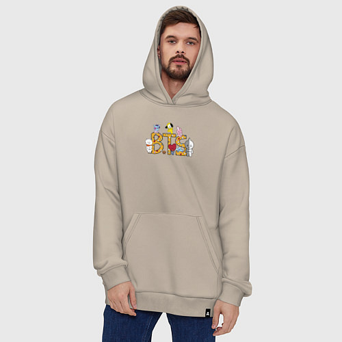 Худи оверсайз BTS ПЕРСОНАЖИ BT21 / Миндальный – фото 4