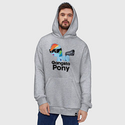 Толстовка-худи оверсайз Gangsta pony, цвет: меланж — фото 2
