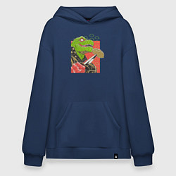 Толстовка-худи оверсайз Caiman and Jiaozi, цвет: тёмно-синий