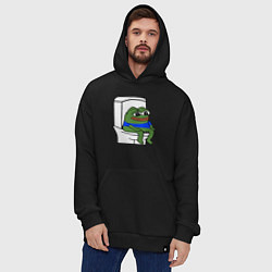 Толстовка-худи оверсайз Лягушонок пепе, цвет: черный — фото 2