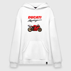 Толстовка-худи оверсайз DUCATI ДУКАТИ MOTOSPORT, цвет: белый