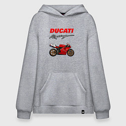 Толстовка-худи оверсайз DUCATI ДУКАТИ MOTOSPORT, цвет: меланж