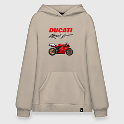 Толстовка-худи оверсайз DUCATI ДУКАТИ MOTOSPORT, цвет: миндальный