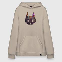 Толстовка-худи оверсайз Stray: City Cat, цвет: миндальный