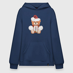 Толстовка-худи оверсайз Новогодний медвежонок, цвет: тёмно-синий