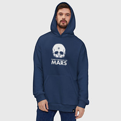 Толстовка-худи оверсайз 30 Seconds to Mars белый череп, цвет: тёмно-синий — фото 2