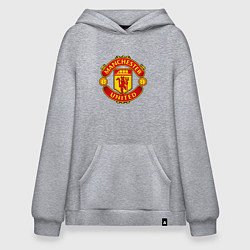 Толстовка-худи оверсайз Манчестер Юнайтед логотип, цвет: меланж