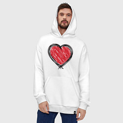 Толстовка-худи оверсайз Doodle Heart, цвет: белый — фото 2