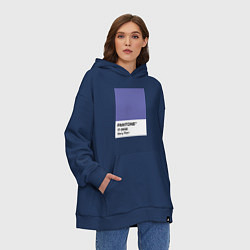 Толстовка-худи оверсайз Цвет Pantone 2022 года - Very Peri, цвет: тёмно-синий — фото 2