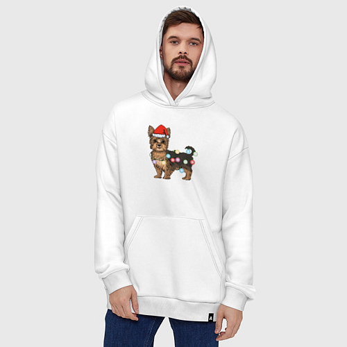 Худи оверсайз Йоркширский терьер новогодний / Белый – фото 4