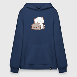 Толстовка-худи оверсайз Котики играют 02, цвет: тёмно-синий