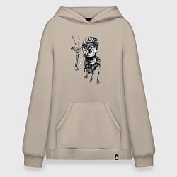 Толстовка-худи оверсайз Skeleton dude, цвет: миндальный