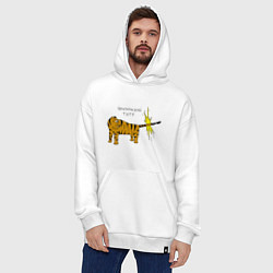 Толстовка-худи оверсайз Бенгальский тигрРр, цвет: белый — фото 2