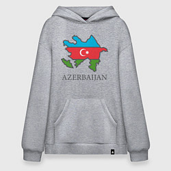 Толстовка-худи оверсайз Map Azerbaijan, цвет: меланж
