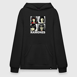 Толстовка-худи оверсайз Ramones, Рамонес Портреты, цвет: черный