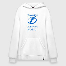 Толстовка-худи оверсайз Tampa Bay Lightning is coming, Тампа Бэй Лайтнинг, цвет: белый