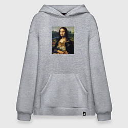 Толстовка-худи оверсайз Shiba Inu Mona Lisa, цвет: меланж