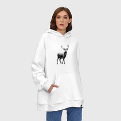 Толстовка-худи оверсайз Черный олень Black Deer, цвет: белый — фото 2