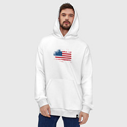 Толстовка-худи оверсайз Американский флаг Stars, цвет: белый — фото 2