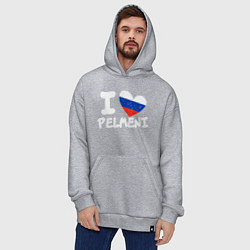 Толстовка-худи оверсайз Люблю пельмени, цвет: меланж — фото 2